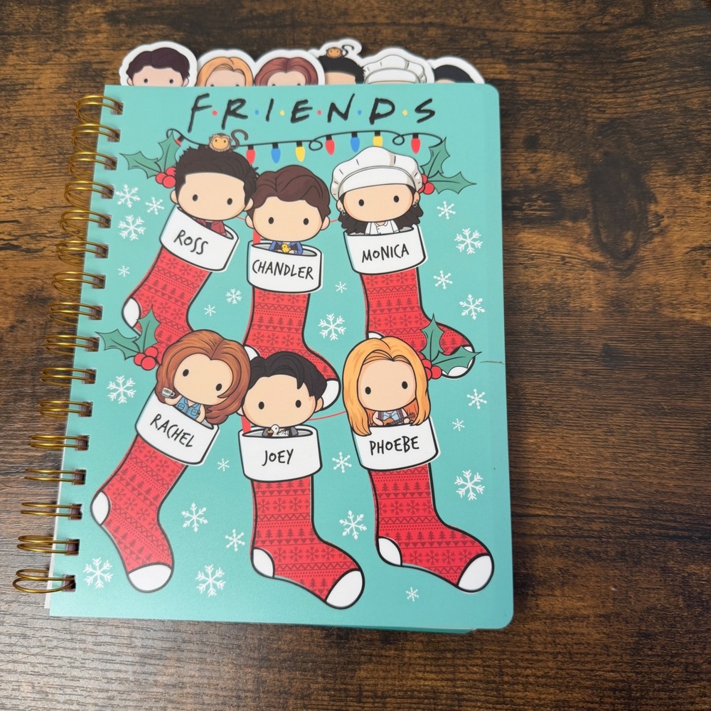 New Friends TV Show Christmas Journal Teal Chibi Holiday Spiral Notebook
